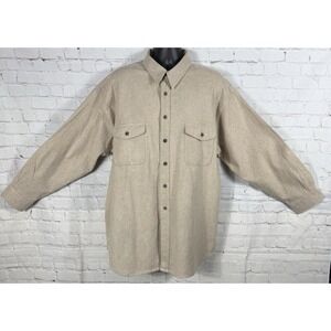 St. John's‎ Bay Shirt Men's XXL Chamois Cloth Long Sleeve Button Up Beige